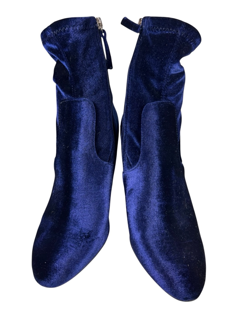 Steve Madden Edit Royal Blue Velvet Ankle Boots Block Heel Booties Size 8.5
